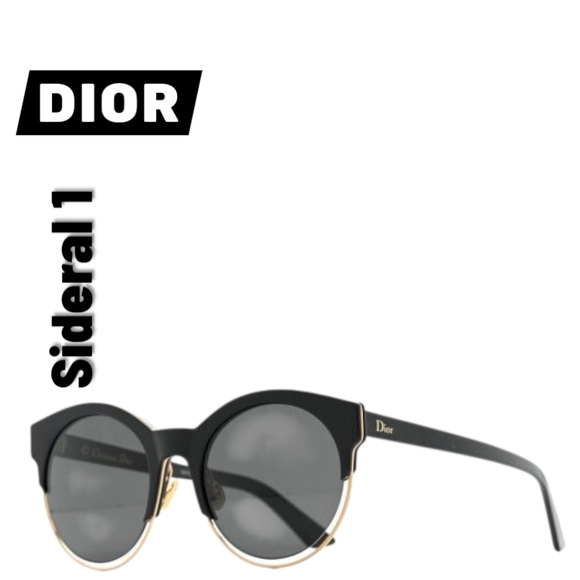 DIOR Black and Gold Sideral1 Round Frame J63Y1 Unisex Sunglasses - Picture 1 of 15